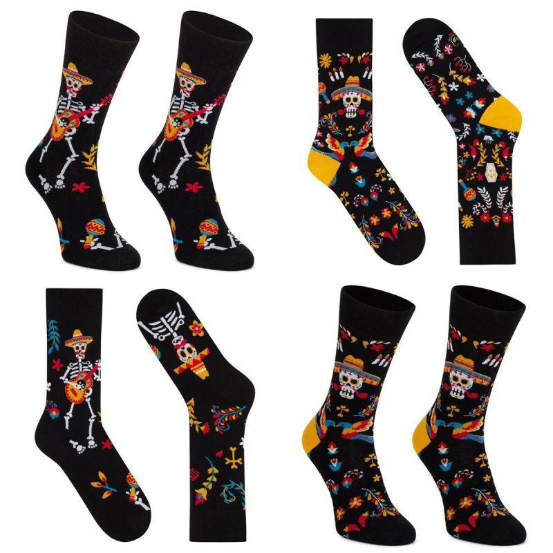 Skeleton Playing Guitar Cotton Printed Socks