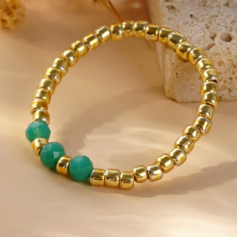 Gold Crystal Beaded Ring