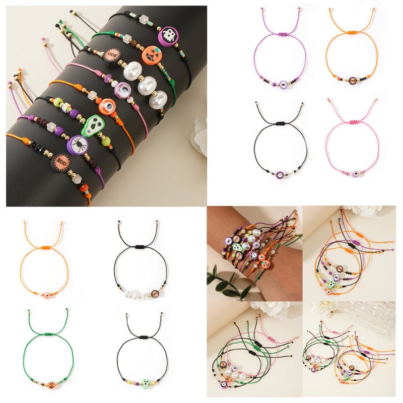 I Rice Beads Soft Clay Halloween Bracelet Set