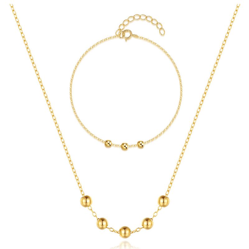Conjunto De Collar Y Pulsera Con Cuentas De Bolas Deslizantes