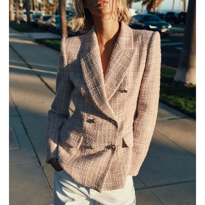 Blazer Texturizado Con Doble Botonadura