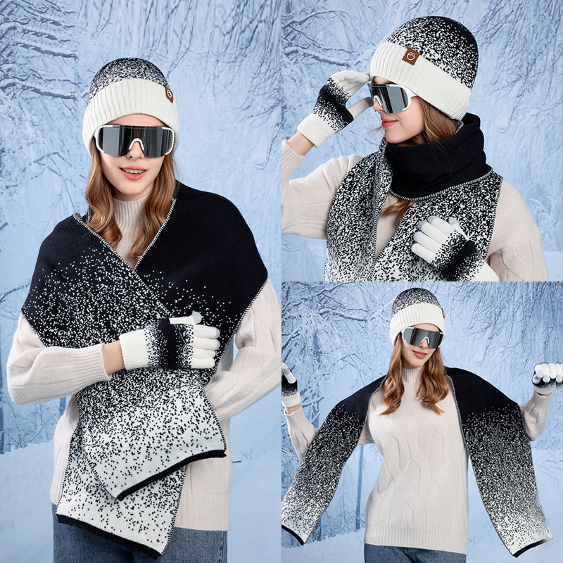 Conjunto De Tres Piezas De Guantes Bufanda Y Gorro De Punto Acrílico