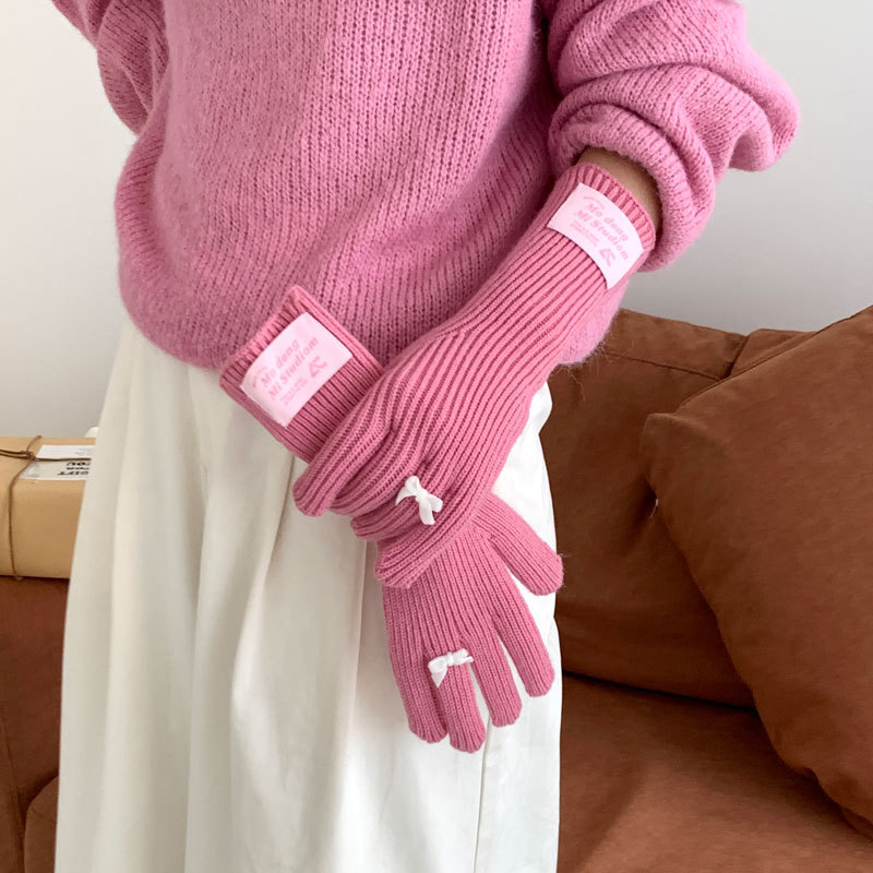 Guantes Con Parche De Punto De Algodón Y Poliéster
