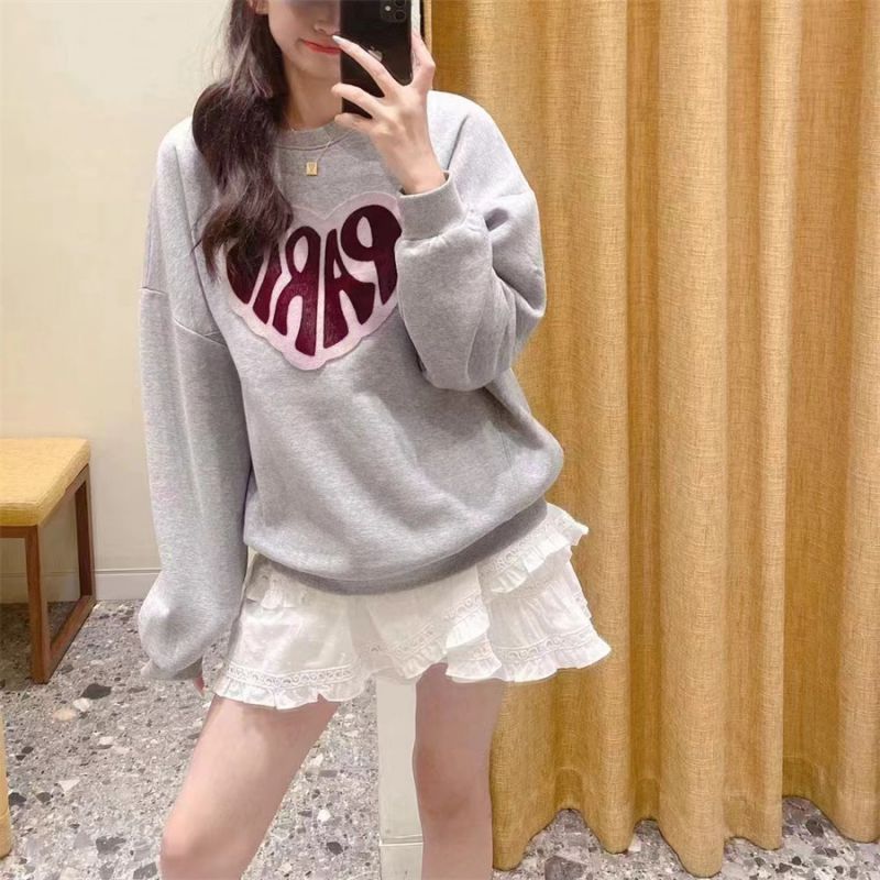 Sudadera De Manga Larga Con Estampado De Letras Y Bordado