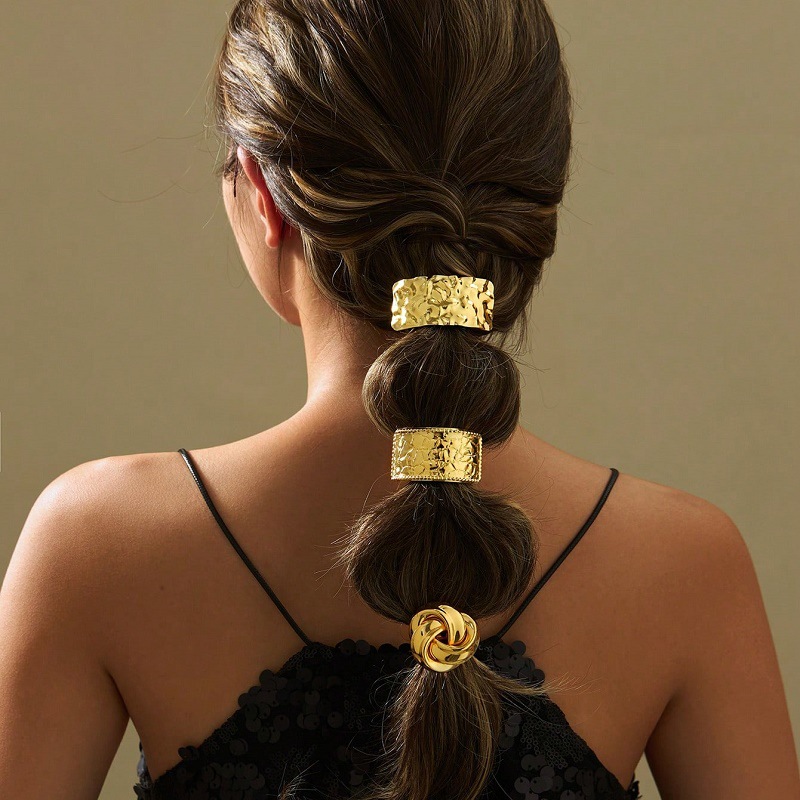 Gold Metal Square Hair Tie