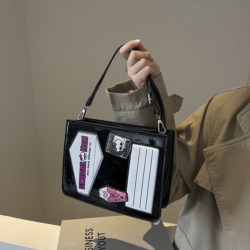 Silver Pu Skull Crossbody Bag