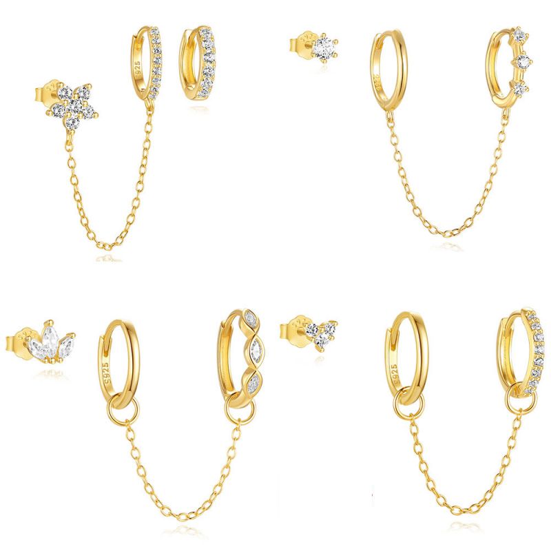 Conjunto Pendientes Redondos Plata Y Diamantes