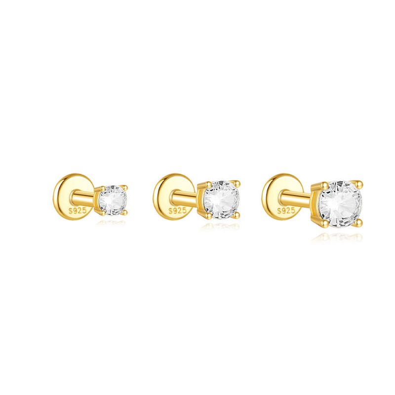 Conjunto Pendientes Redondos Plata Y Diamantes