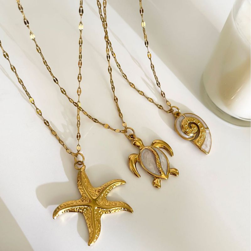 Golden Starfish Stainless Steel Starfish Necklace
