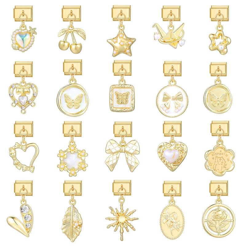 Pearl Heart Stainless Steel Square Module Diy Accessories