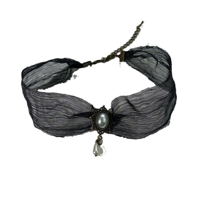 Collar De Tul Con Perlas De Aleación