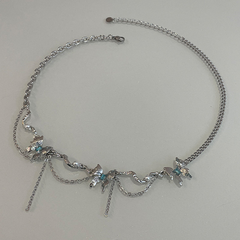 Butterfly Tassel Necklace Titanium Steel Splicing Butterfly Tassel Necklace