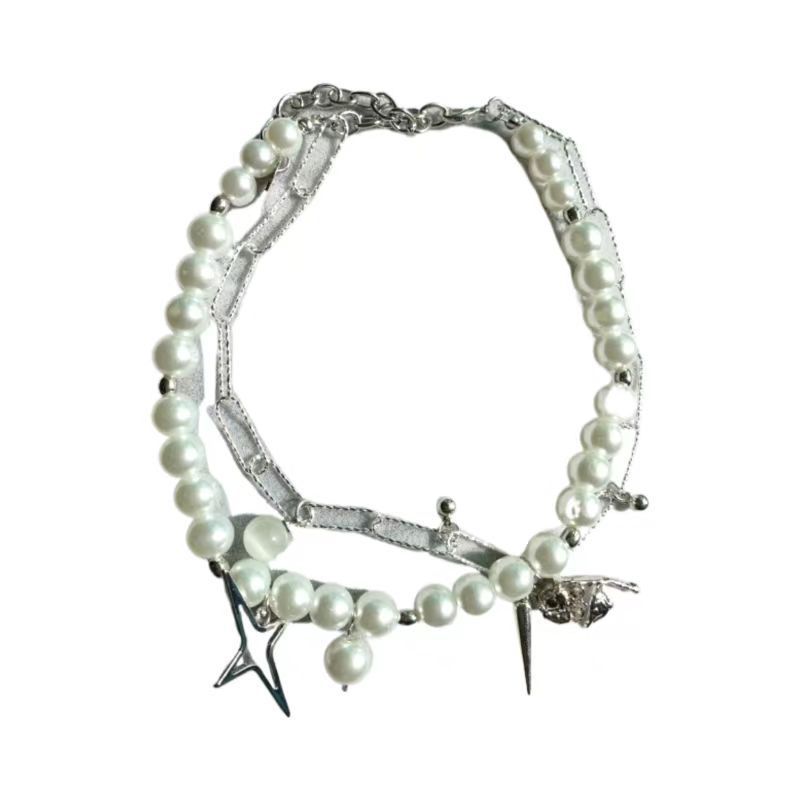 Pearl Rose Necklace Alloy Pearl Rose Necklace