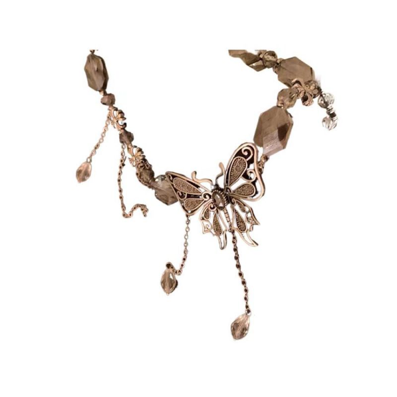 Butterfly Ice Crystal Pendant Necklace Alloy Butterfly Necklace