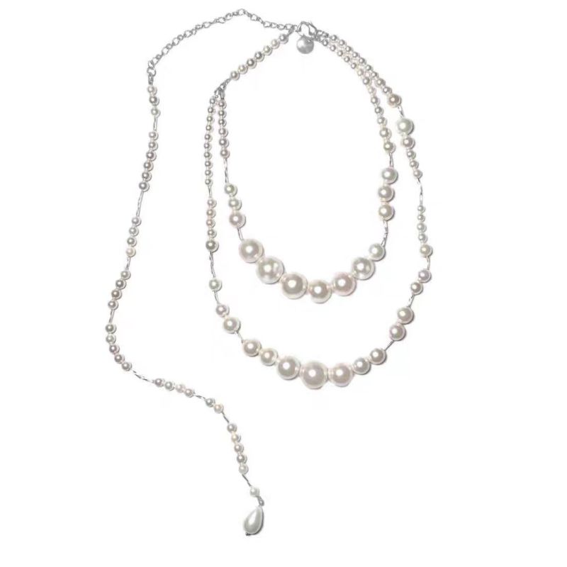 Crystal Shell Butterfly Beaded Tassel Necklace Alloy Crystal Shell Butterfly Beaded Tassel Necklace