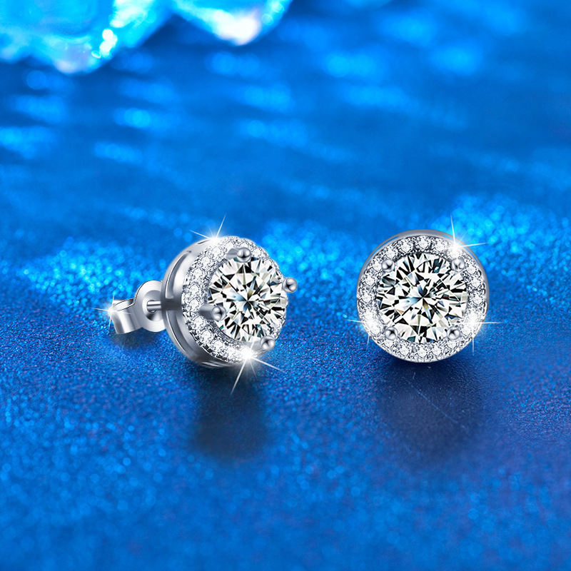 0.5 Carat Moissanite Silver Round Diamond Earrings
