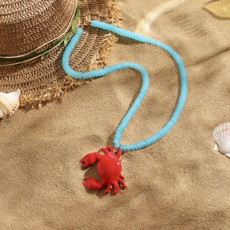 Crab Necklace Alloy Beaded Crab Necklace