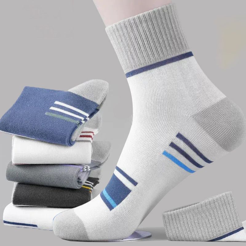 Calcetines Hasta La Pantorrilla De Punto Color Block Para Hombre (lote Mínimo De 5)
