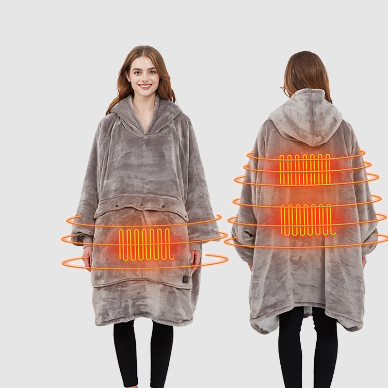 Manta Tipo Sudadera Con Capucha Y Doble Bolsillo De Franela [recargable]
