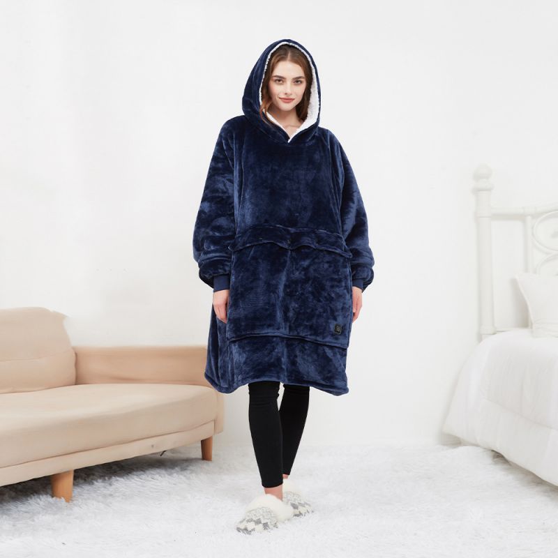 Pink Polyester Large Pocket Sweatshirt Pullover Sweatshirt Blanket [rechargeable]