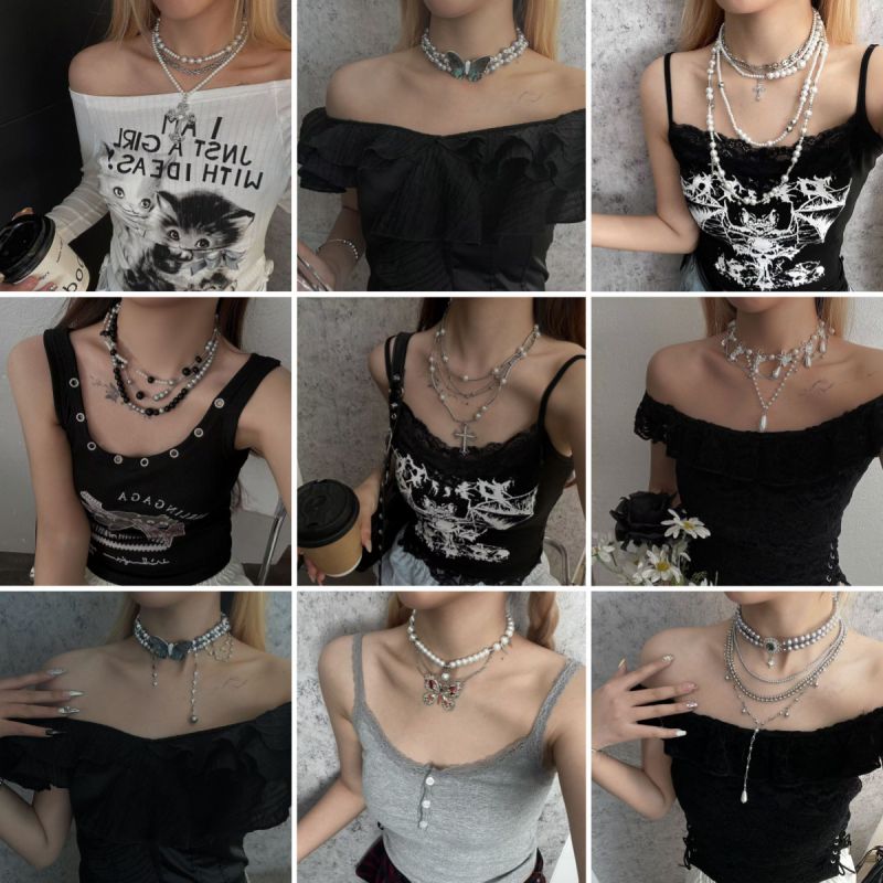 Tassel Necklace Alloy Irregular Pearl Spider Necklace