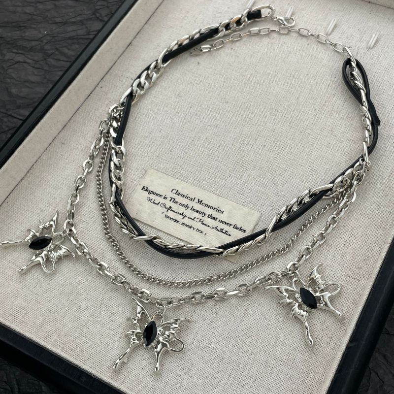 Tassel Butterfly Metal Butterfly Layered Necklace