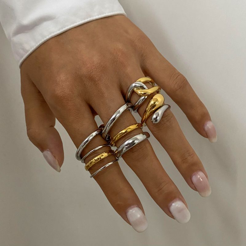 Ring 5 Stainless Steel Color Matching Hollow Ring