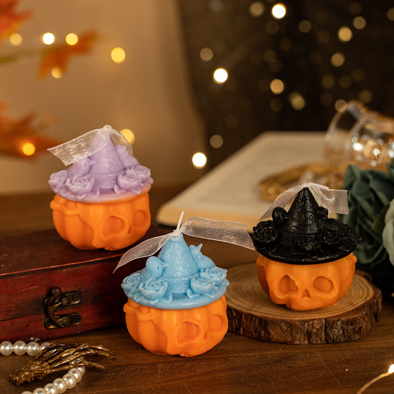 Top Hat Pumpkin (blue) Halloween Pumpkin Scented Candle