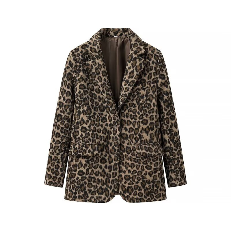 Americana De Poliéster Con Estampado De Leopardo