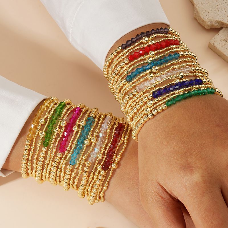 Conjunto De Pulsera Con Cuentas De Cristal Y Cuentas De Cobre