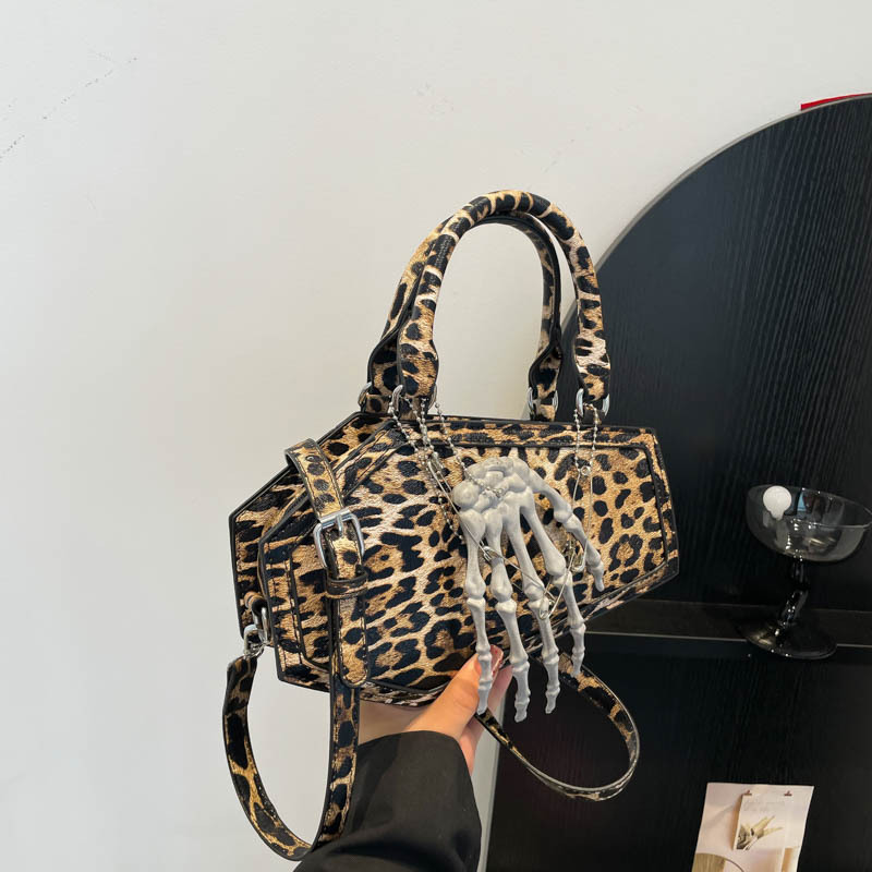 Leopard Print Three-dimensional Claw Irregular Crossbody Bag