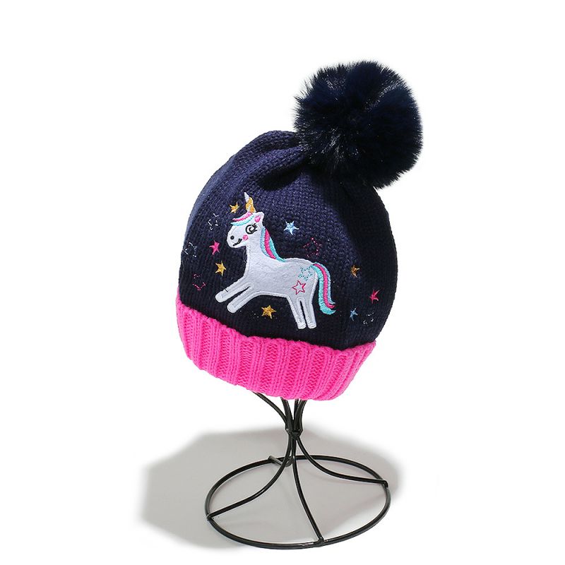 Gorro Infantil Tejido Con Unicornio Y Estrella De Dibujos Animados