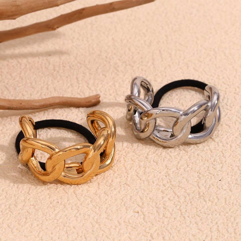 Semicircular Chain Hair Rope-steel Color Stainless Steel Gold Plated Chain Hair Rope