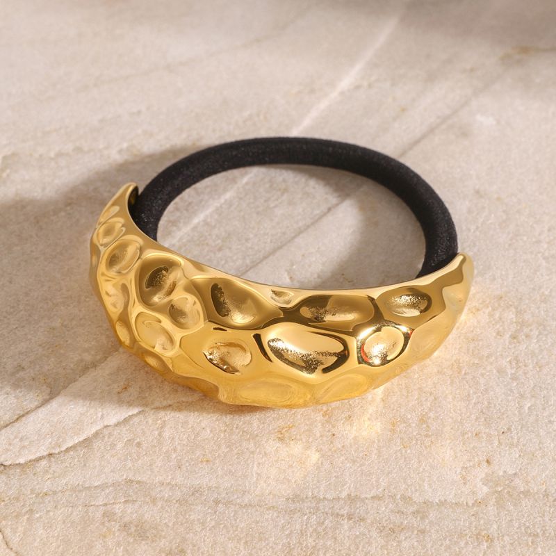 Gold Stainless Steel Hammered Curved Hair Band