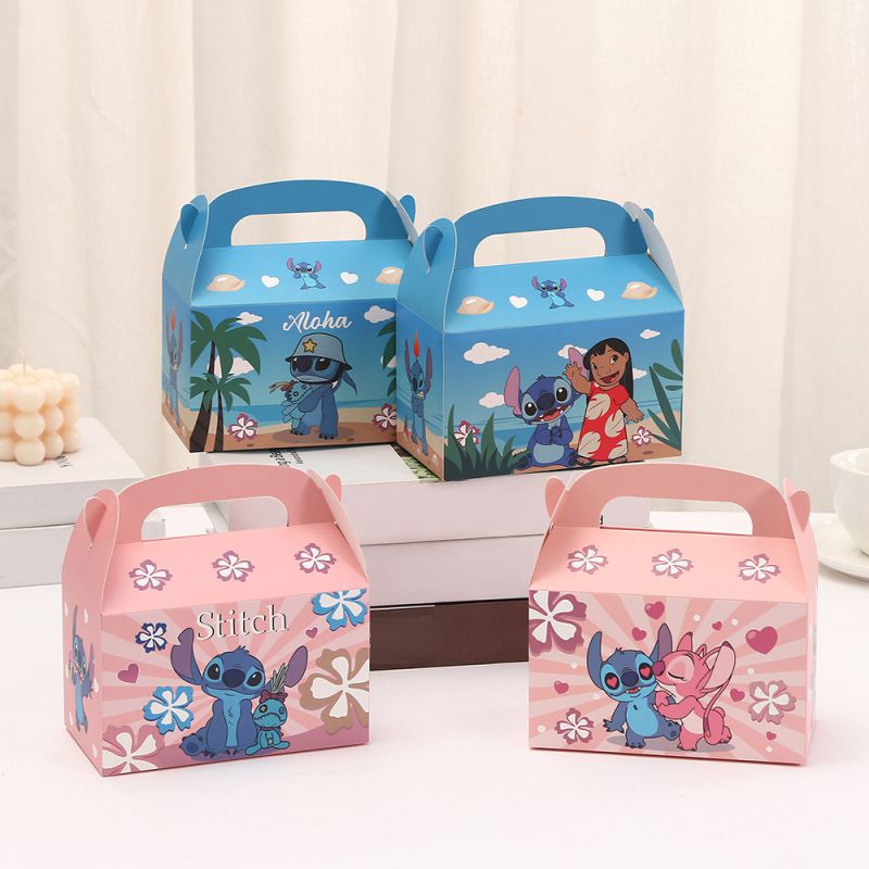 2 Pink Printed Square Tote Box (24 Pieces)
