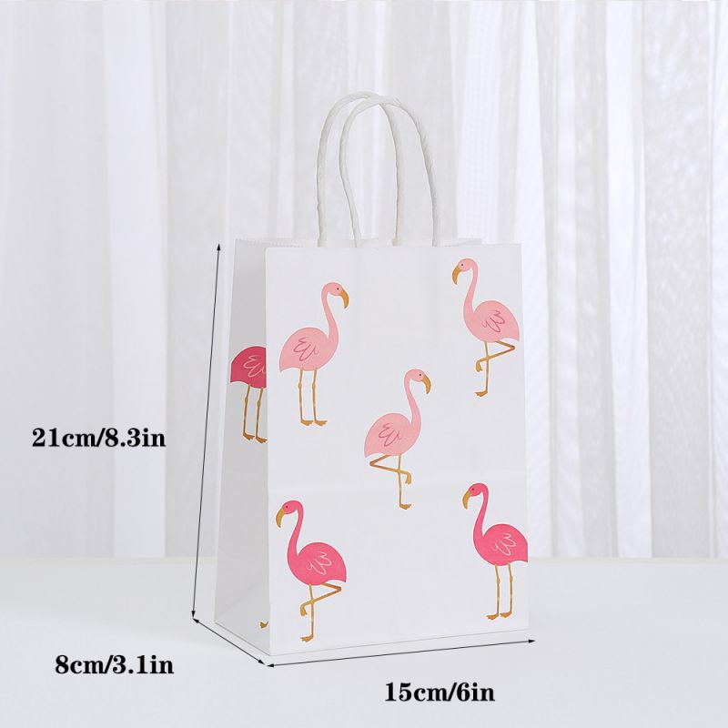 Flamingo Printed Square Gift Bag (24 Pieces)