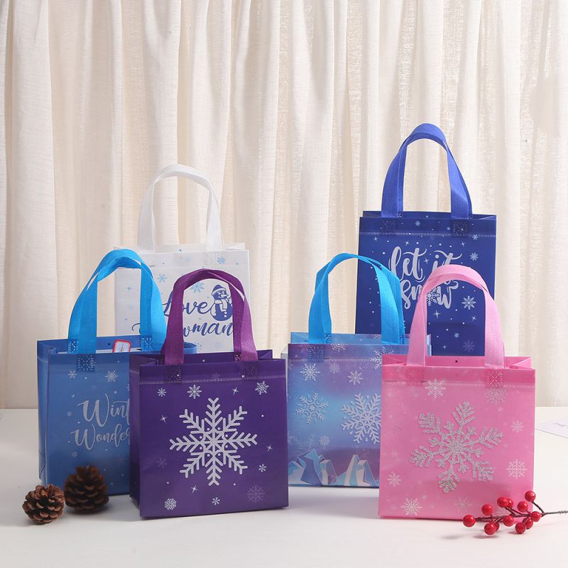 6# Non-woven Snowflake Printed Tote Bag (24 Pieces Minimum Order)