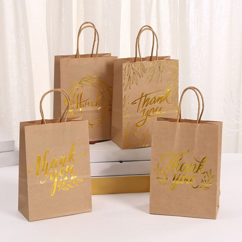 Bolsa De Regalo De Mano Cuadrada Con Letras Estampadas En Caliente (lote Mínimo De 24 Piezas)