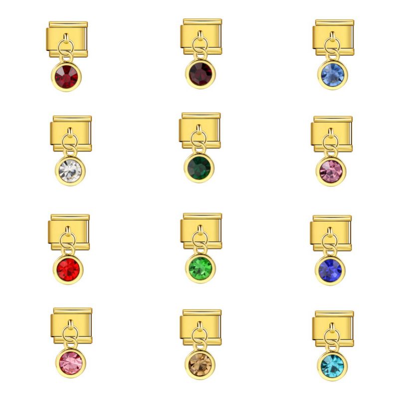 (december Tanzanite Lake Blue) Stainless Steel Square Module Accessories With Round Diamonds