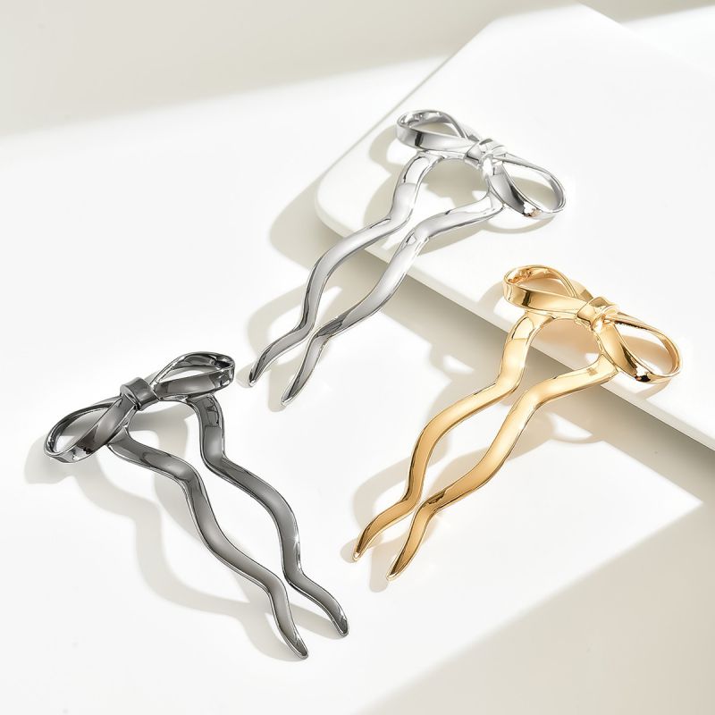 Gold Metal Bow Hairpin