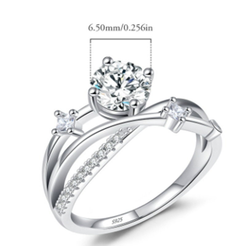 Silver Silver Round Diamond Ring