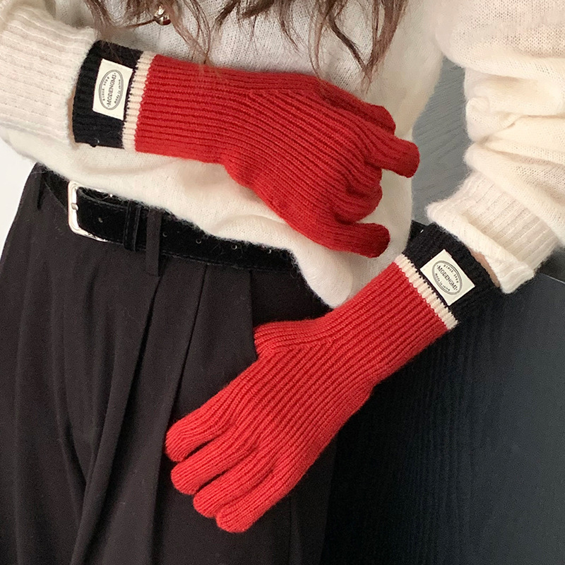 Guantes De Cinco Dedos De Poliéster A Rayas En Contraste
