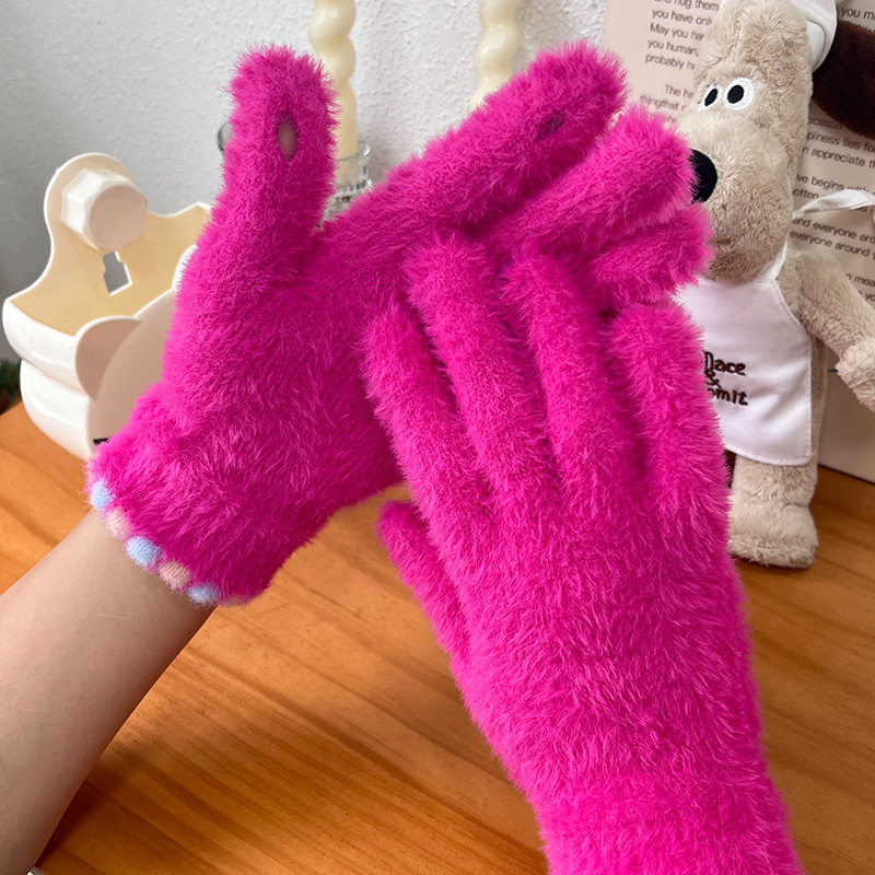 Guantes De Cinco Dedos De Gominola De Felpa De Poliéster