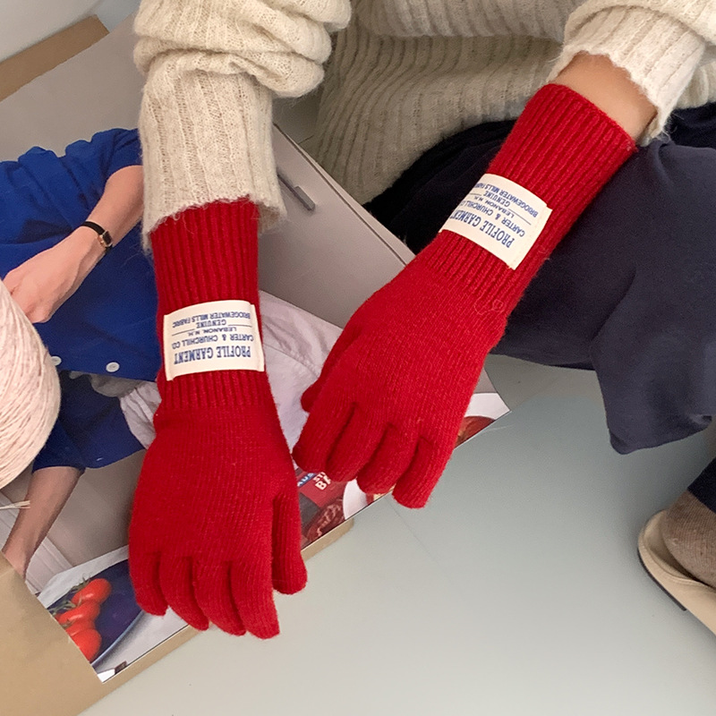 Guantes De Cinco Dedos Con Parche De Punto De Poliéster