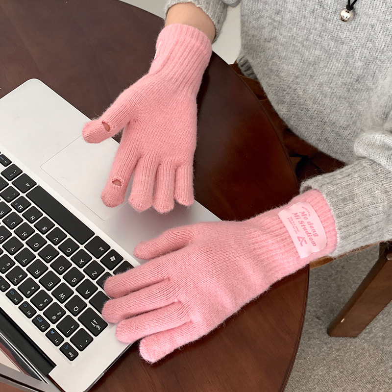 Guantes De Punto Con Parche De Poliéster