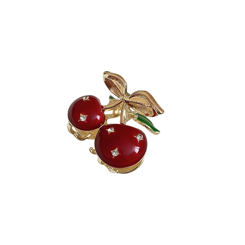 Grab Clip-gold-red Alloy Diamond Cherry Grab Clip