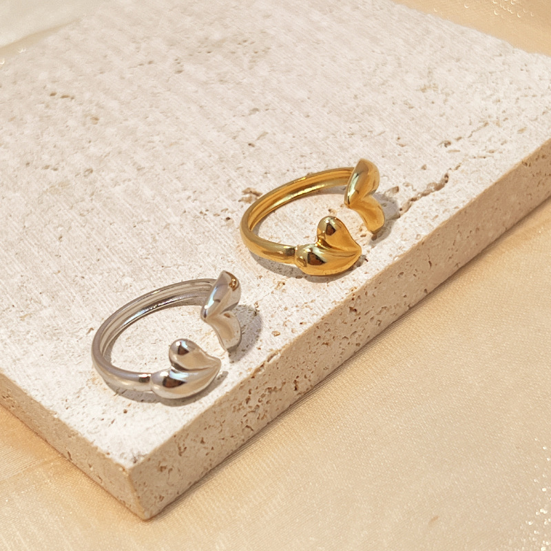 Gold Stainless Steel Heart Ring