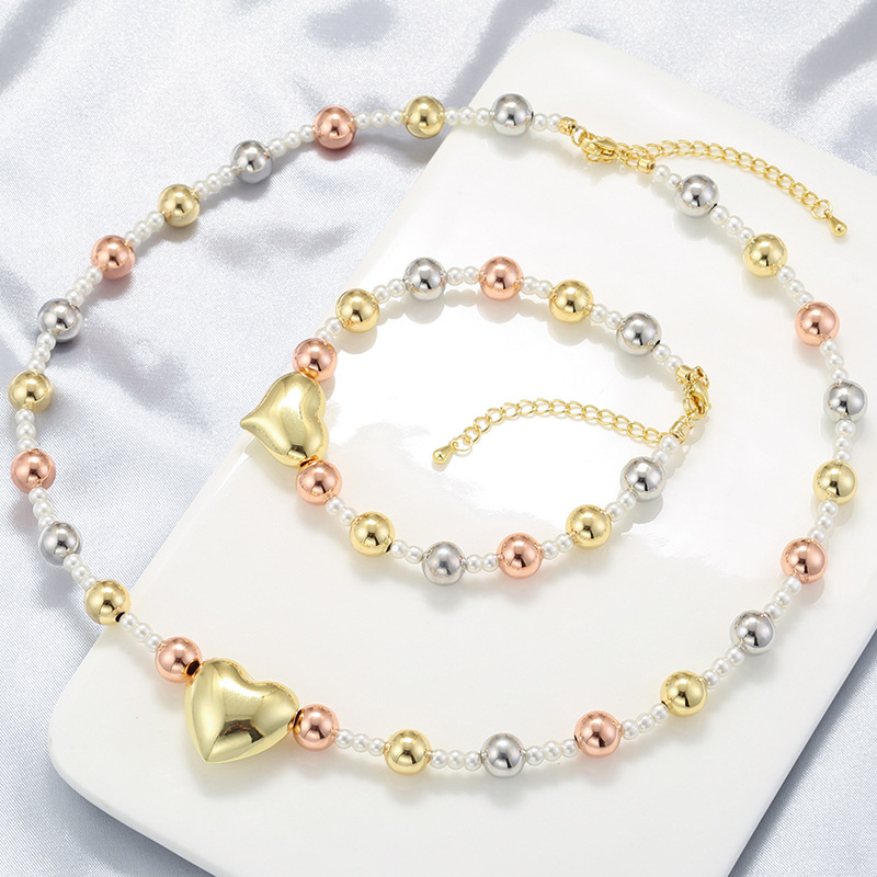 Collar De Amor Con Cuentas De Perlas Y Cuentas De Cobre
