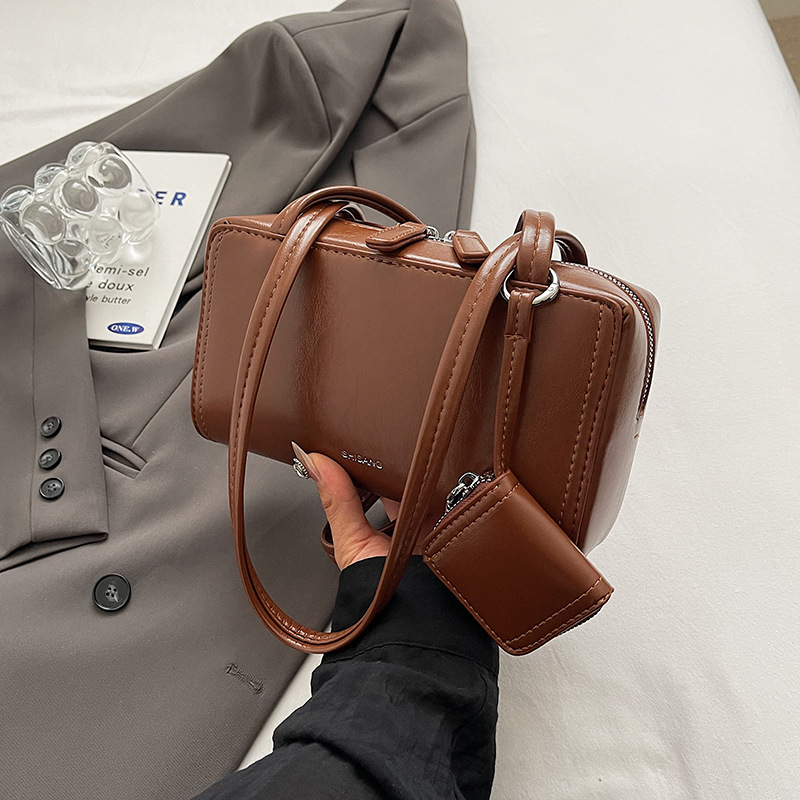 Off White Pu Rectangular Shoulder Bag