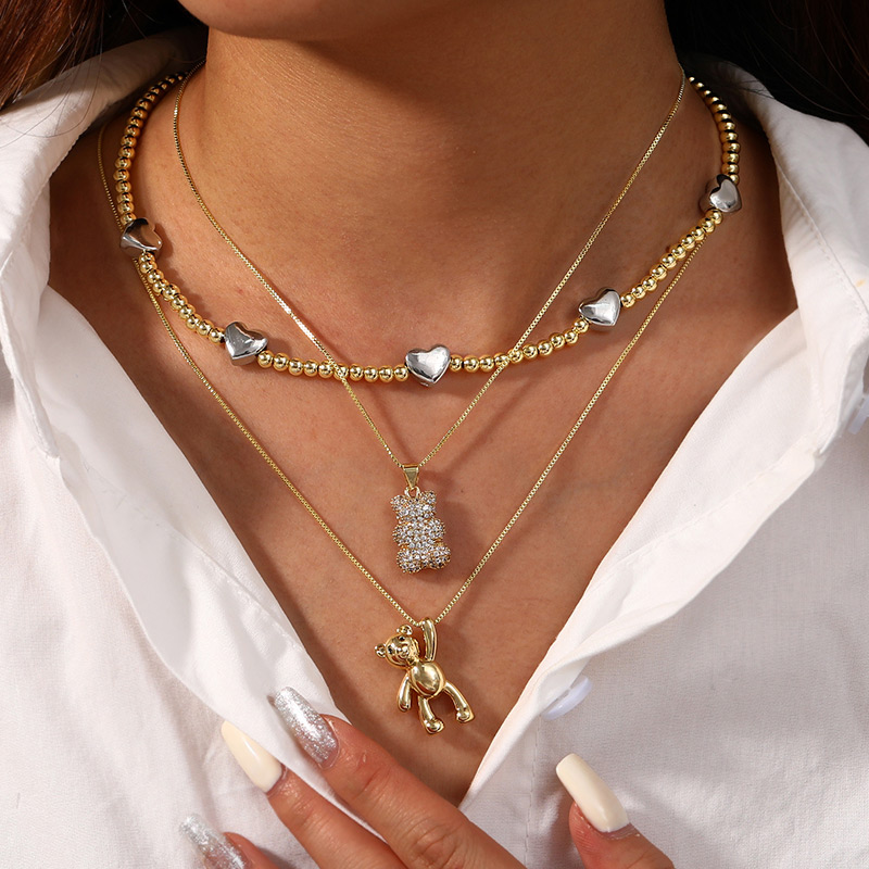 Gold 2 Copper Bear Necklace